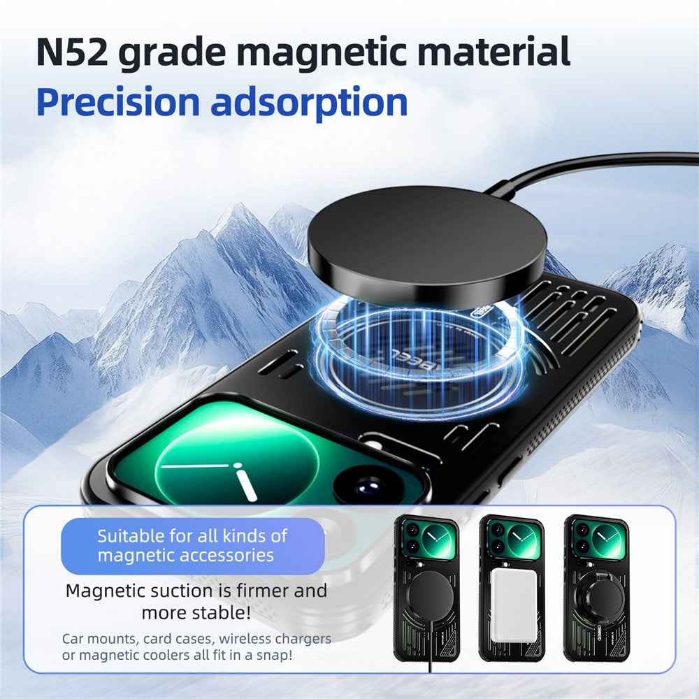 ABEEL For Xiaomi 17 Pro Magnetic Case Aluminium Alloy + PC + TPU Hollow Heat Dissipation Phone Cover - Light Purple