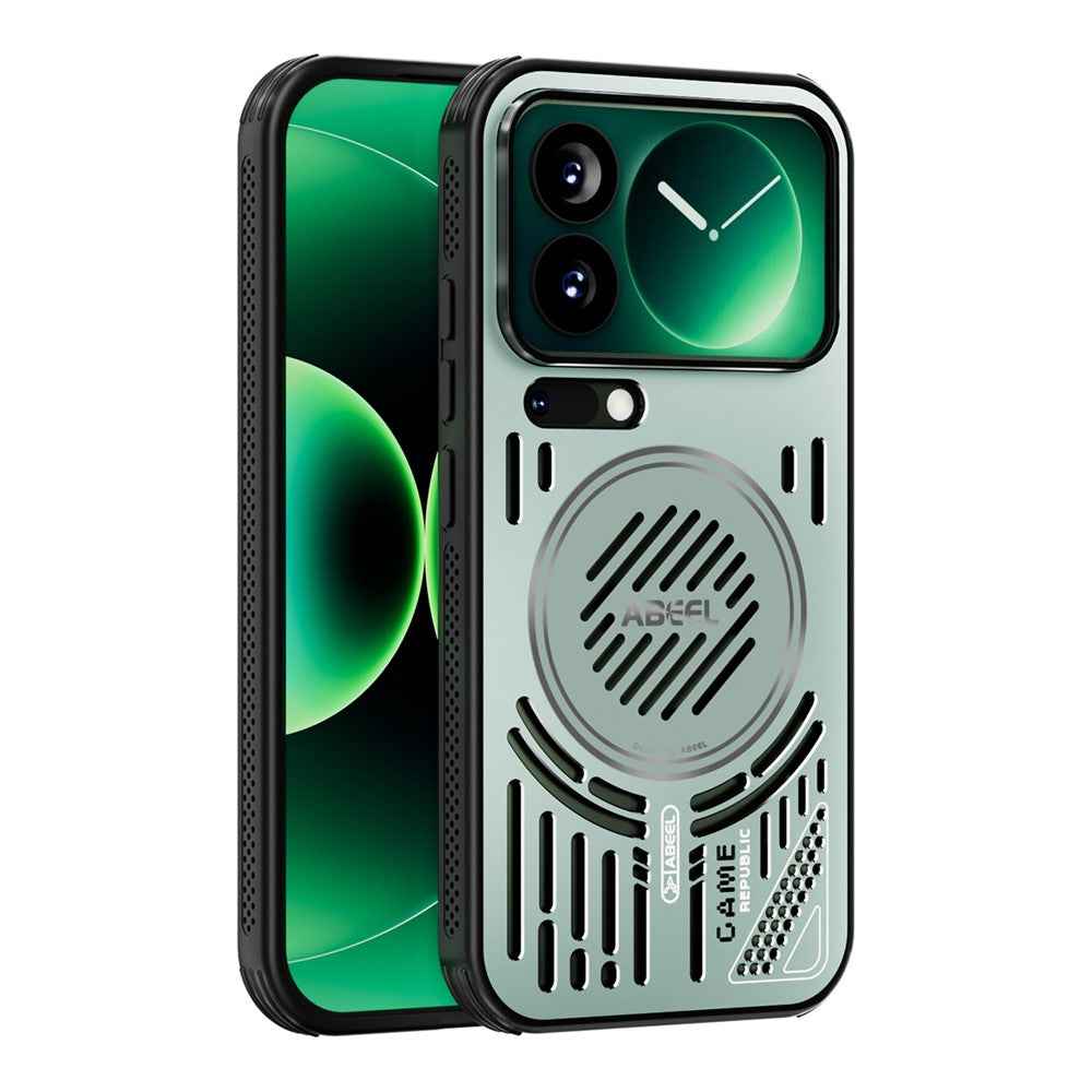 ABEEL For Xiaomi 17 Pro Magnetic Case Aluminium Alloy + PC + TPU Hollow Heat Dissipation Phone Cover - Light Green