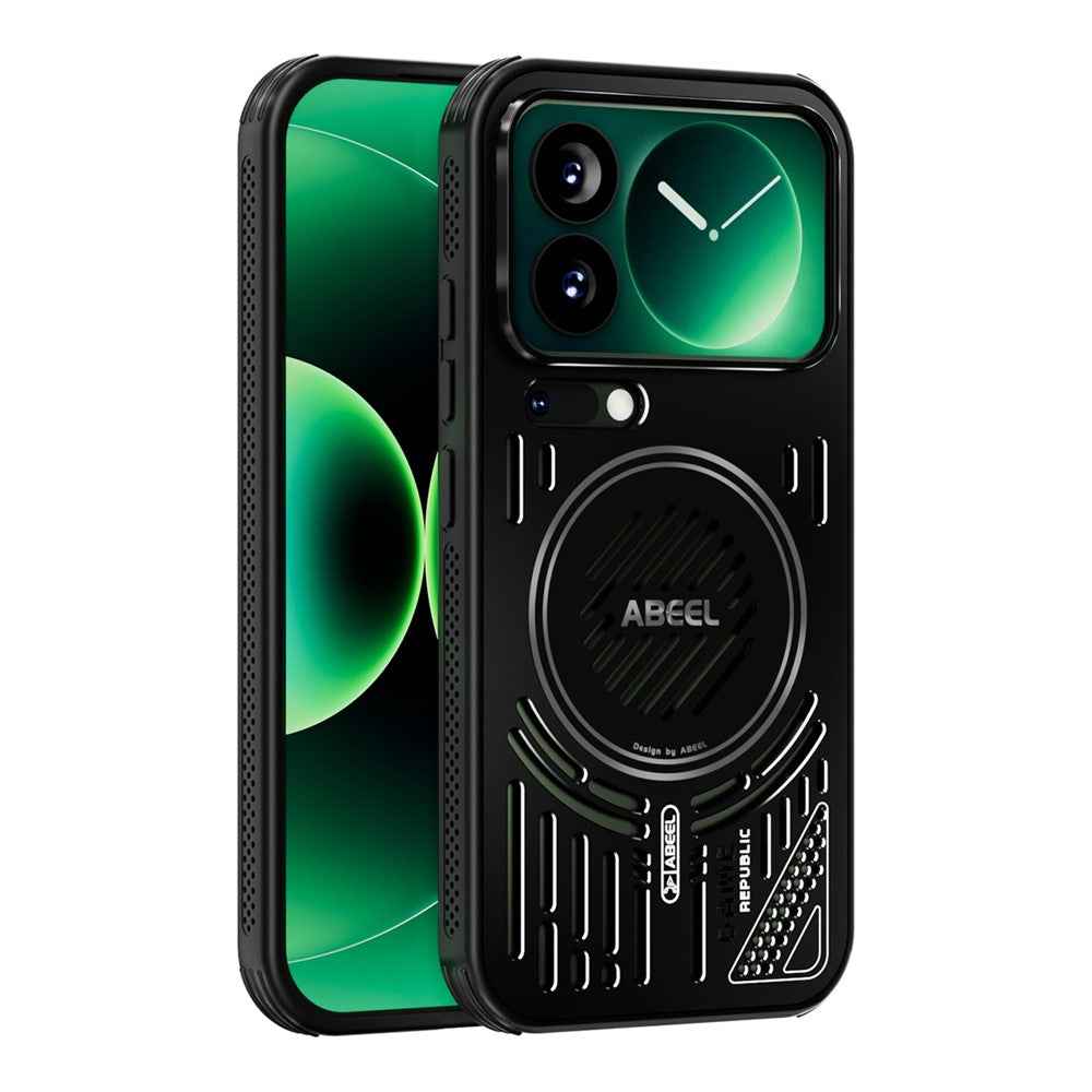 ABEEL For Xiaomi 17 Pro Magnetic Case Aluminium Alloy + PC + TPU Hollow Heat Dissipation Phone Cover - Black