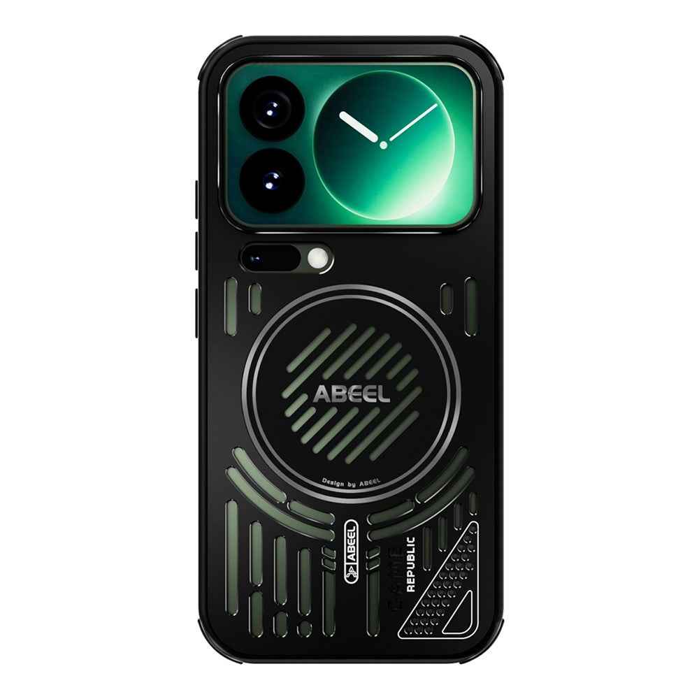 ABEEL For Xiaomi 17 Pro Magnetic Case Aluminium Alloy + PC + TPU Hollow Heat Dissipation Phone Cover - Black