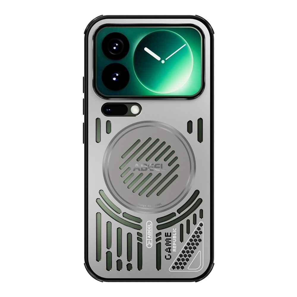 ABEEL For Xiaomi 17 Pro Magnetic Case Aluminium Alloy + PC + TPU Hollow Heat Dissipation Phone Cover - Titanium Grey