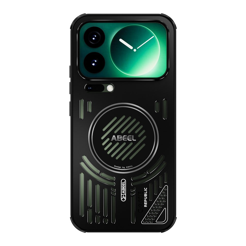 ABEEL For Xiaomi 17 Pro Max Magnetic Case Aluminium Alloy + PC + TPU Hollow Heat Dissipation Phone Cover - Black