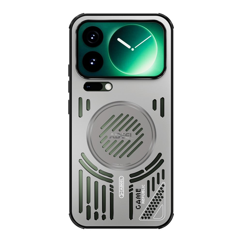 ABEEL For Xiaomi 17 Pro Max Magnetic Case Aluminium Alloy + PC + TPU Hollow Heat Dissipation Phone Cover - Titanium Grey