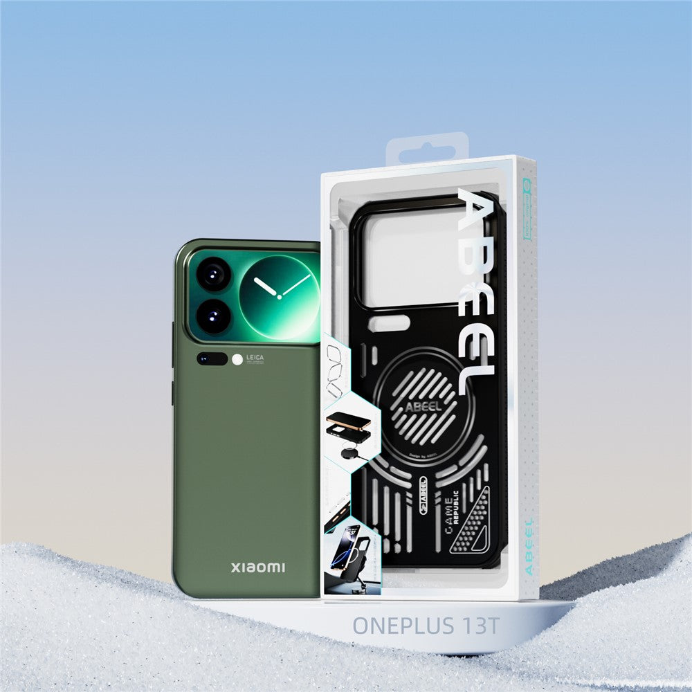 ABEEL For Xiaomi 17 Pro Max Magnetic Case Aluminium Alloy + PC + TPU Hollow Heat Dissipation Phone Cover - Titanium Grey