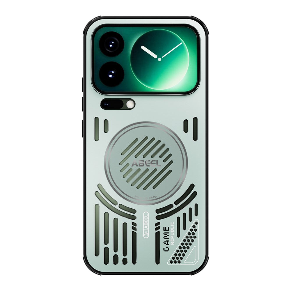 ABEEL For Xiaomi 17 Pro Max Magnetic Case Aluminium Alloy + PC + TPU Hollow Heat Dissipation Phone Cover - Light Green