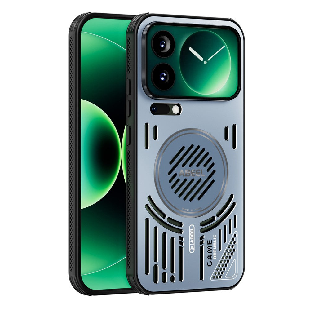 ABEEL For Xiaomi 17 Pro Max Magnetic Case Aluminium Alloy + PC + TPU Hollow Heat Dissipation Phone Cover - Blue