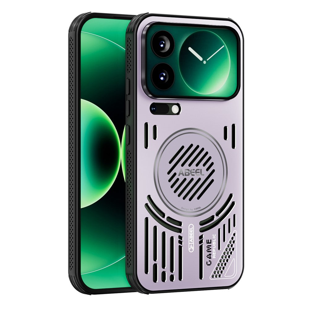 ABEEL For Xiaomi 17 Pro Max Magnetic Case Aluminium Alloy + PC + TPU Hollow Heat Dissipation Phone Cover - Light Purple