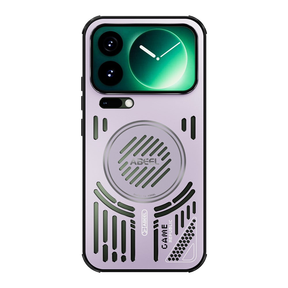 ABEEL For Xiaomi 17 Pro Max Magnetic Case Aluminium Alloy + PC + TPU Hollow Heat Dissipation Phone Cover - Light Purple
