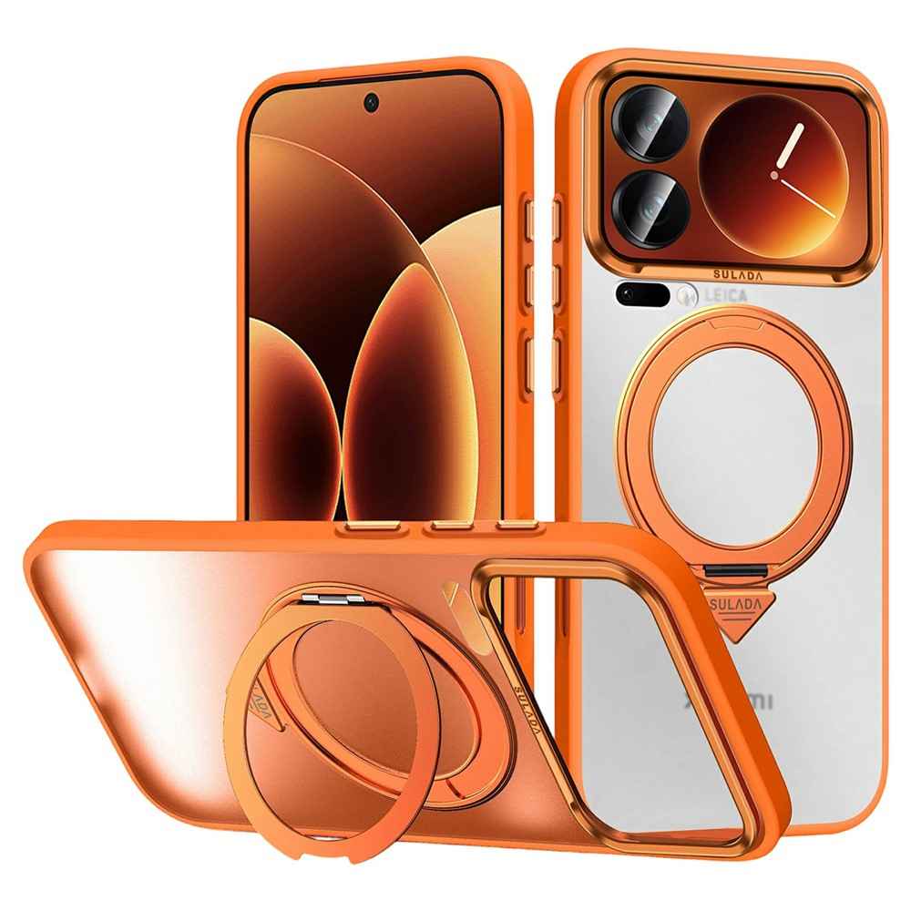 SULADA For Xiaomi 17 Pro Magnetic Case Anti-Fingerprints Matte TPU + PC Phone Cover with Kickstand - Orange