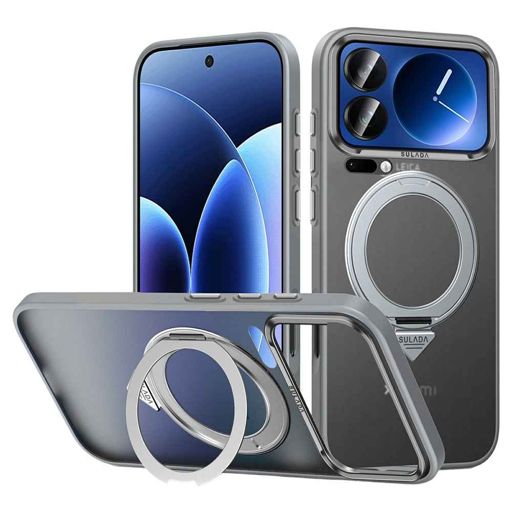 SULADA For Xiaomi 17 Pro Magnetic Case Anti-Fingerprints Matte TPU + PC Phone Cover with Kickstand - Titanium Grey