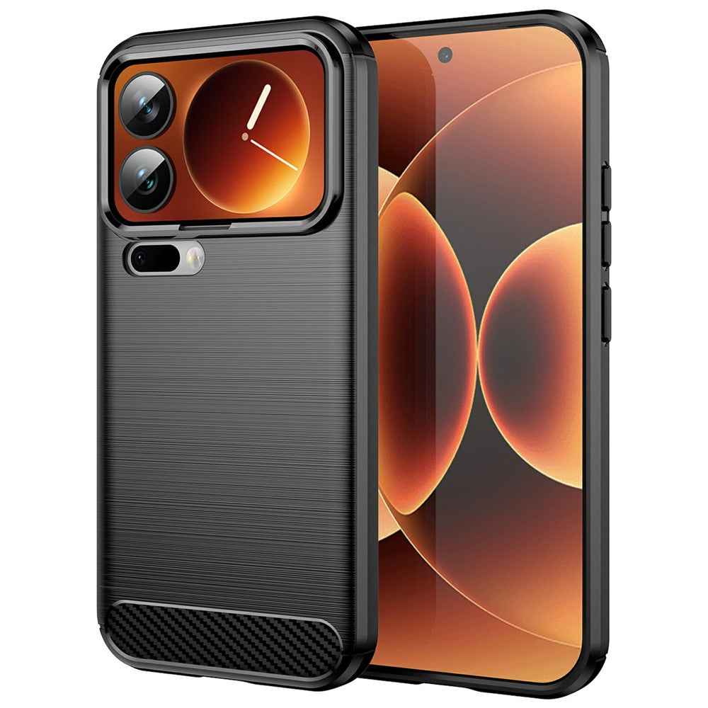 AMORUS For Xiaomi 17 Pro Case Carbon Fiber Texture Brushed Protective Phone Cover - Black