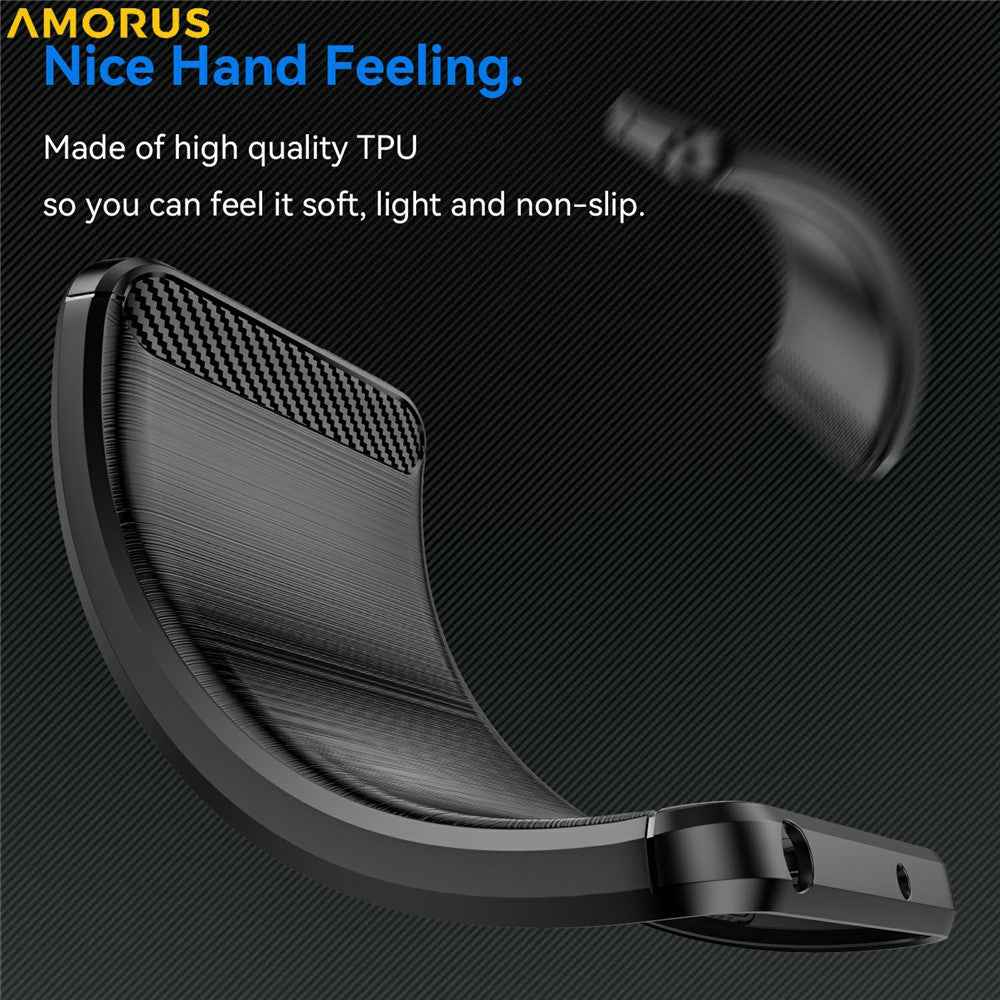AMORUS For Xiaomi 17 Pro Case Carbon Fiber Texture Brushed Protective Phone Cover - Black
