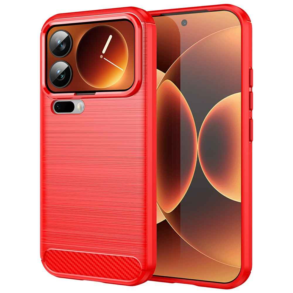 AMORUS For Xiaomi 17 Pro Case Carbon Fiber Texture Brushed Protective Phone Cover - Red