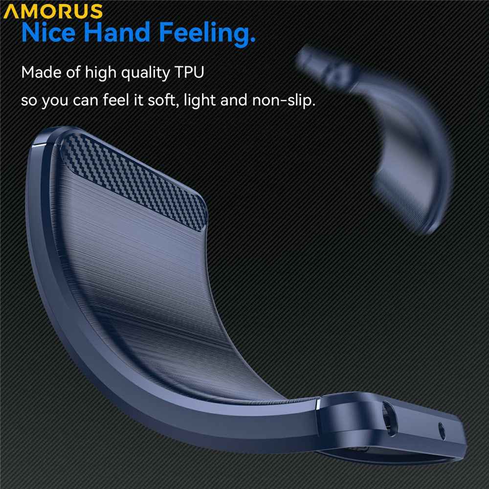 AMORUS For Xiaomi 17 Pro Case Carbon Fiber Texture Brushed Protective Phone Cover - Blue