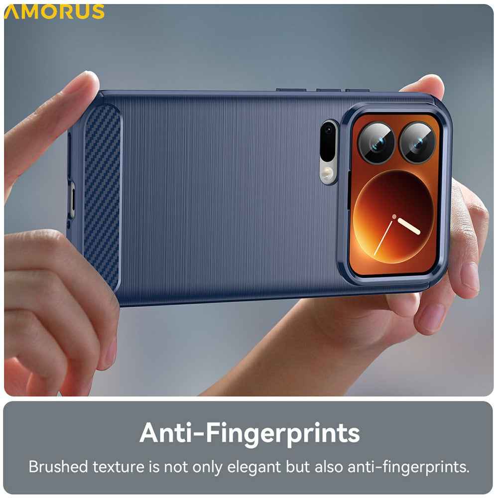 AMORUS For Xiaomi 17 Pro Case Carbon Fiber Texture Brushed Protective Phone Cover - Blue