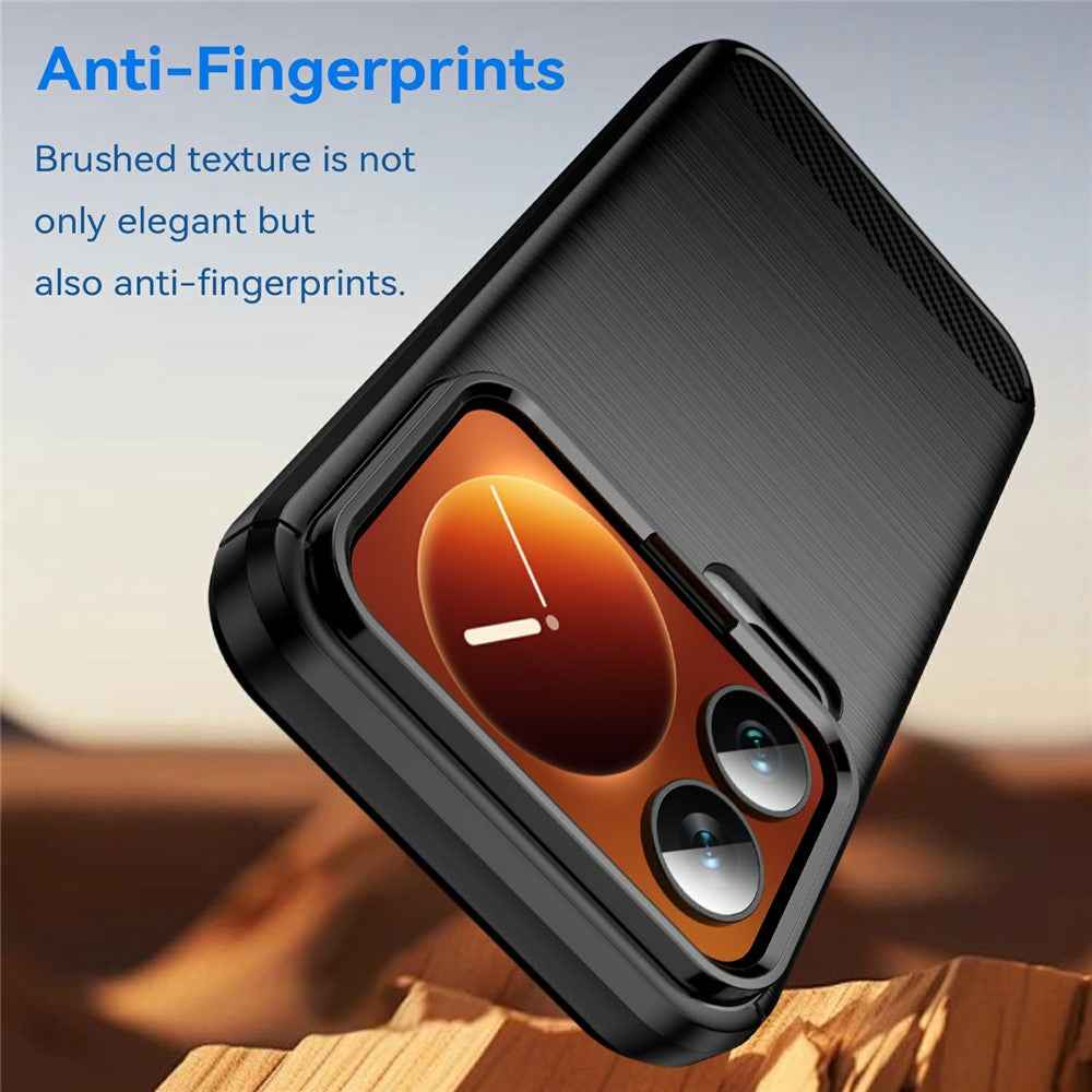 For Xiaomi 17 Pro Case Protective Phone Cover Carbon Fiber Texture Brushed - Black
