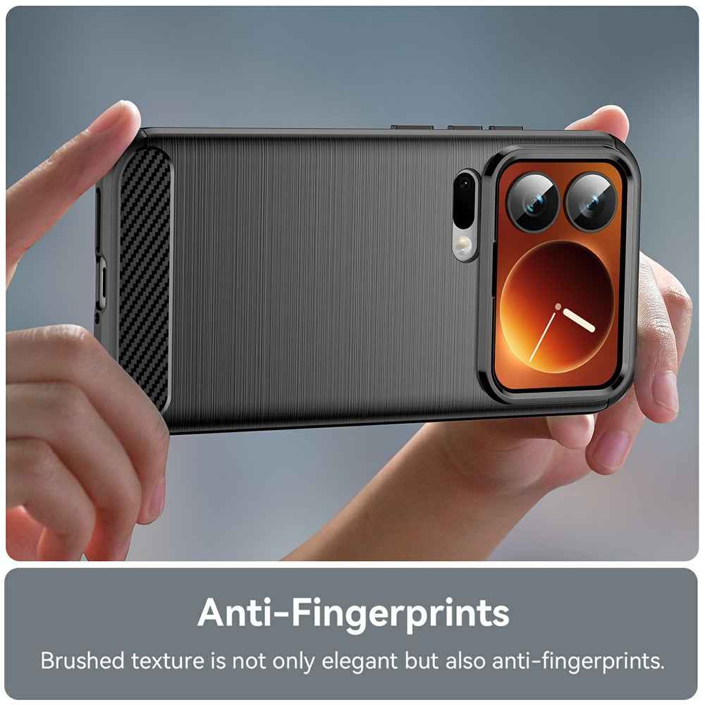 For Xiaomi 17 Pro Case Protective Phone Cover Carbon Fiber Texture Brushed - Black