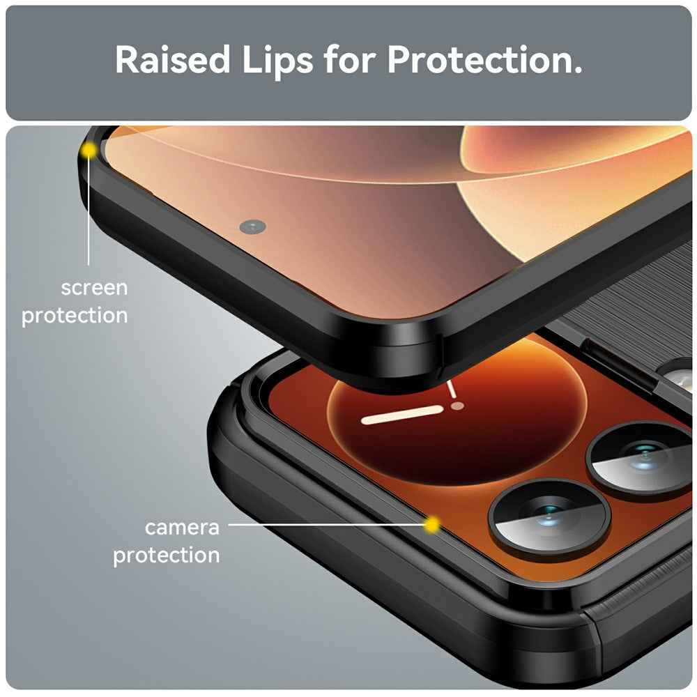 For Xiaomi 17 Pro Case Protective Phone Cover Carbon Fiber Texture Brushed - Black