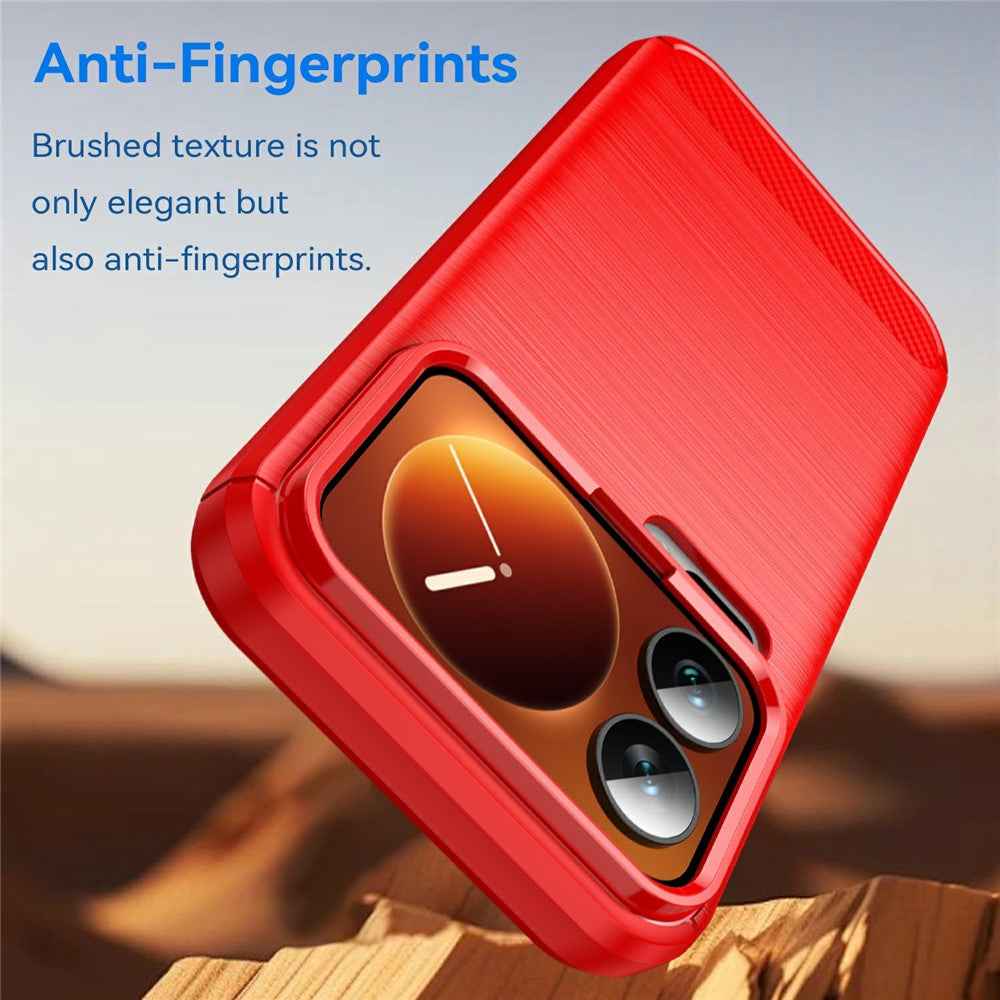 For Xiaomi 17 Pro Case Protective Phone Cover Carbon Fiber Texture Brushed - Red