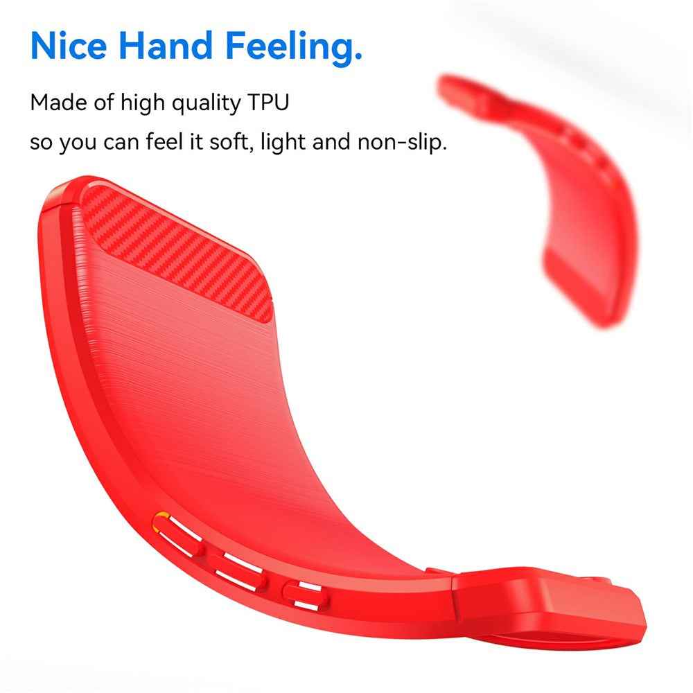 For Xiaomi 17 Pro Case Protective Phone Cover Carbon Fiber Texture Brushed - Red