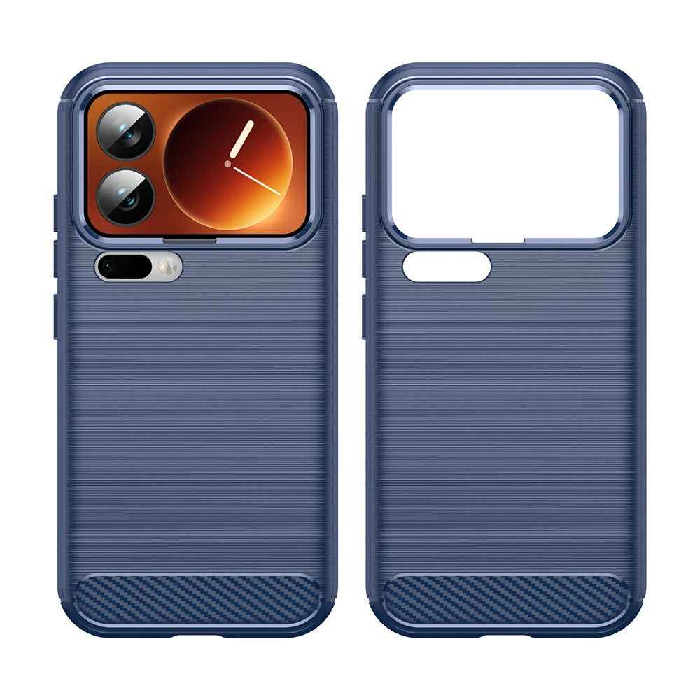 For Xiaomi 17 Pro Case Protective Phone Cover Carbon Fiber Texture Brushed - Blue