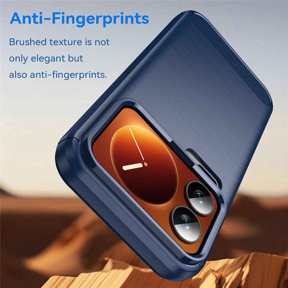 For Xiaomi 17 Pro Case Protective Phone Cover Carbon Fiber Texture Brushed - Blue