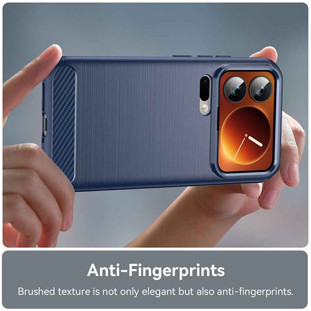 For Xiaomi 17 Pro Case Protective Phone Cover Carbon Fiber Texture Brushed - Blue