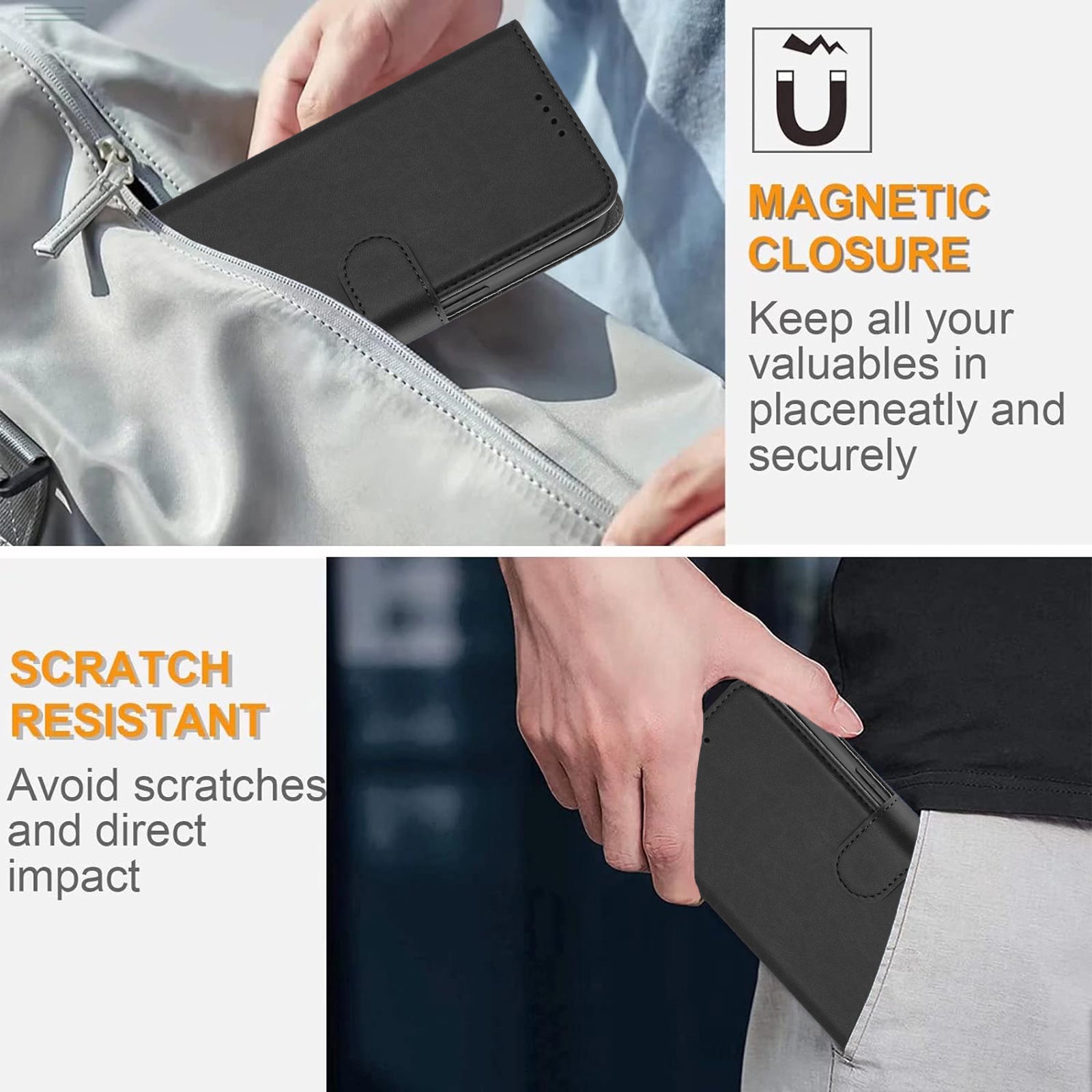 For Xiaomi 17 Pro Max Leather Case Solid Color Phone Cover with Wallet - Black