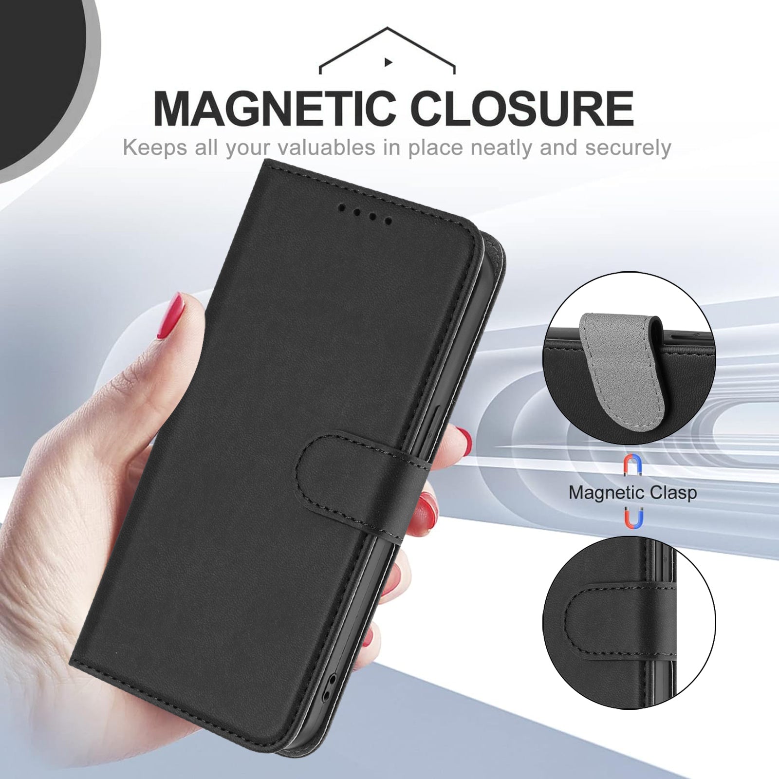 For Xiaomi 17 Pro Max Leather Case Solid Color Phone Cover with Wallet - Black