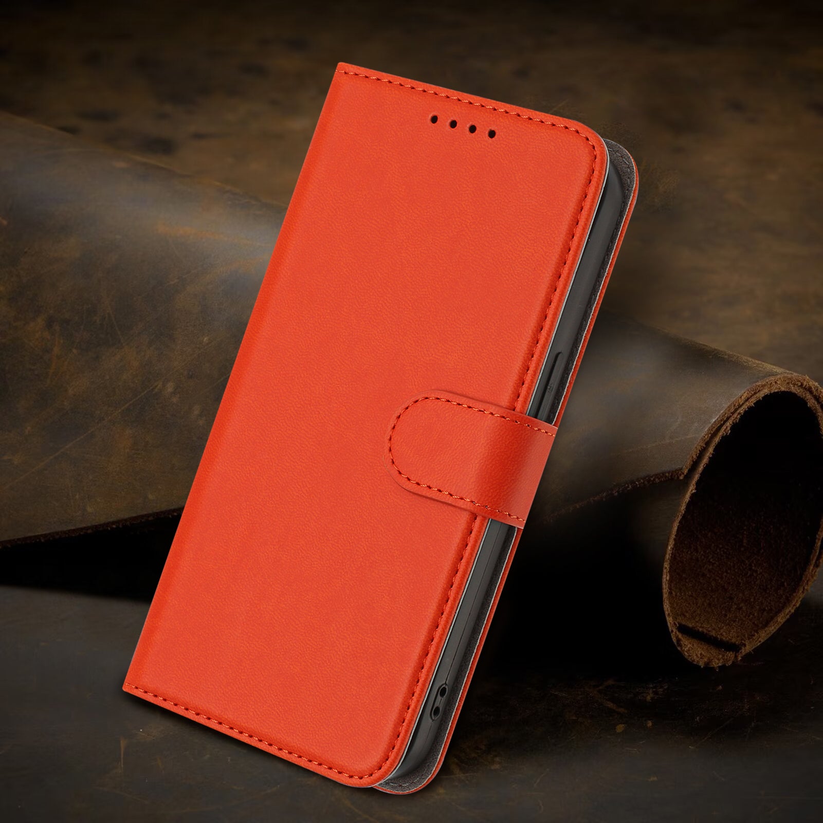 For Xiaomi 17 Pro Max Leather Case Solid Color Phone Cover with Wallet - Orange