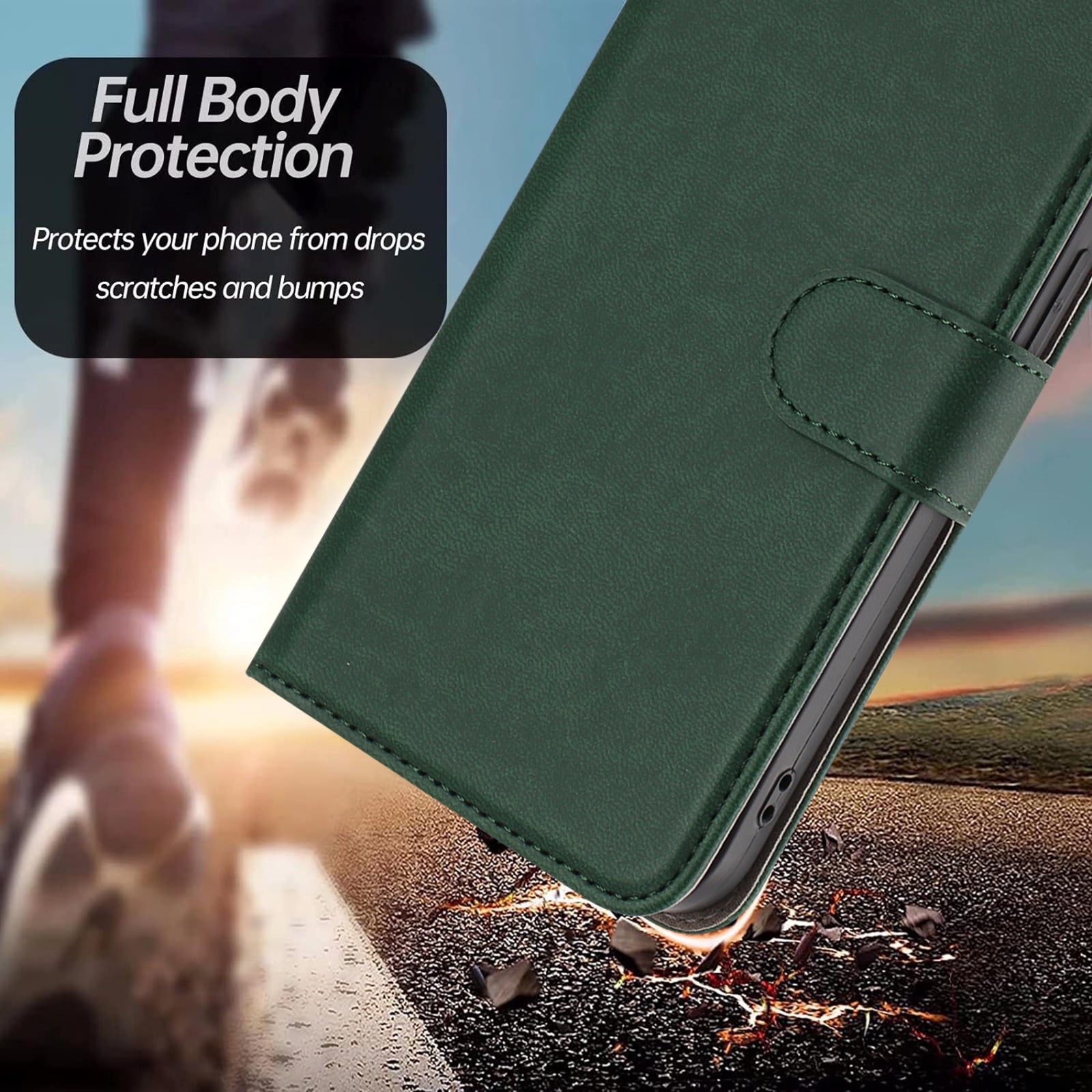 For Xiaomi 17 Pro Max Leather Case Solid Color Phone Cover with Wallet - Blackish Green
