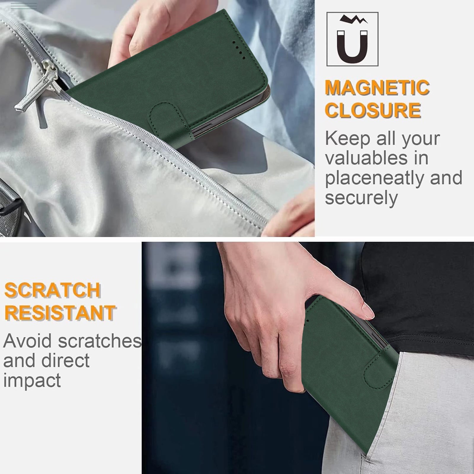 For Xiaomi 17 Pro Max Leather Case Solid Color Phone Cover with Wallet - Blackish Green