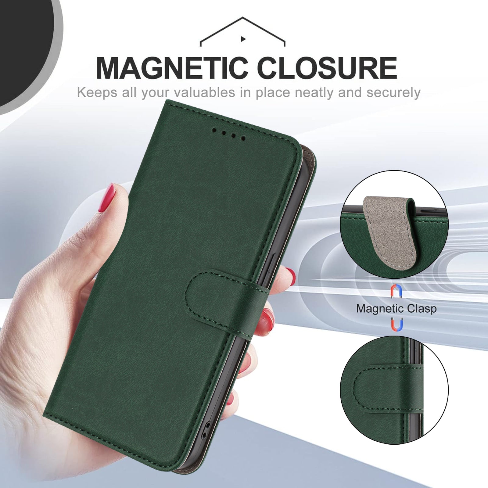 For Xiaomi 17 Pro Max Leather Case Solid Color Phone Cover with Wallet - Blackish Green