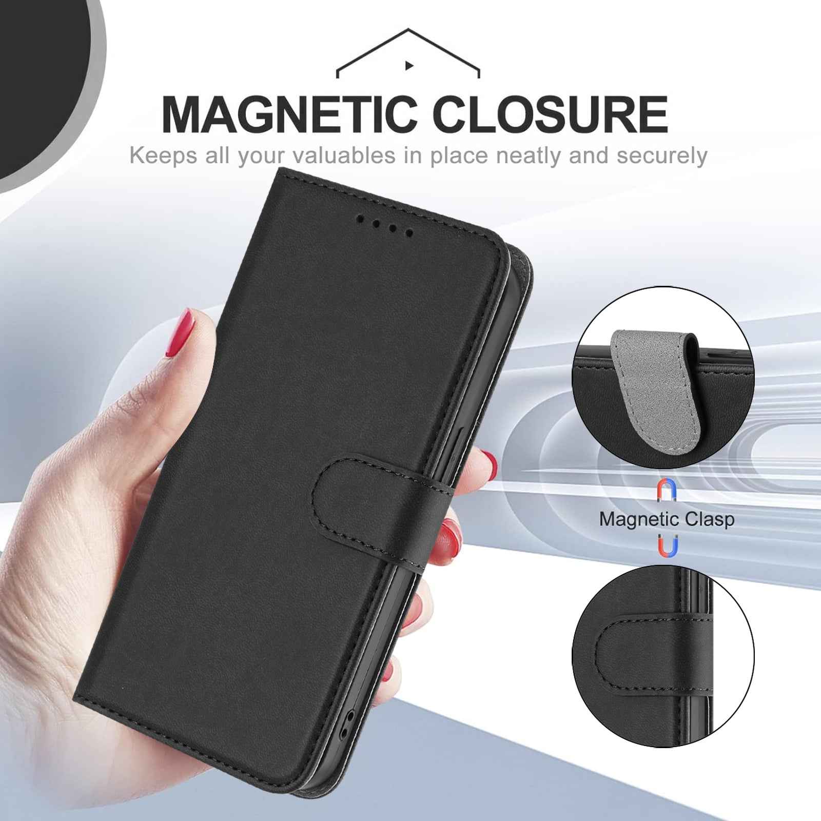 For Xiaomi 17 Pro Leather Case Solid Color Phone Cover with Wallet - Black
