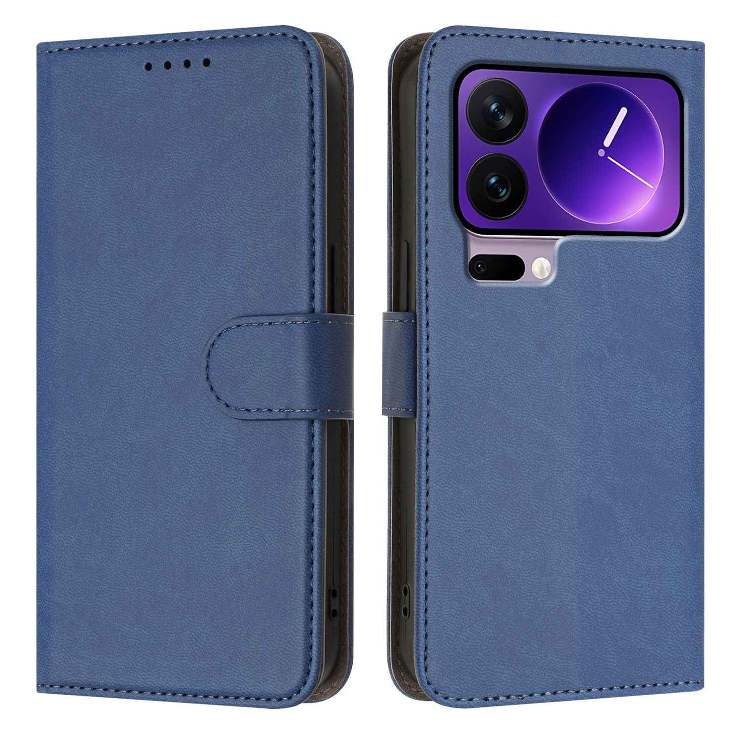 For Xiaomi 17 Pro Leather Case Solid Color Phone Cover with Wallet - Sapphire