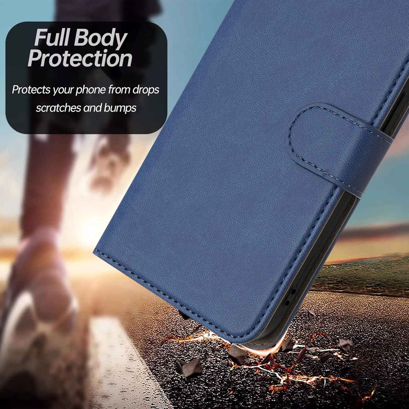 For Xiaomi 17 Pro Leather Case Solid Color Phone Cover with Wallet - Sapphire