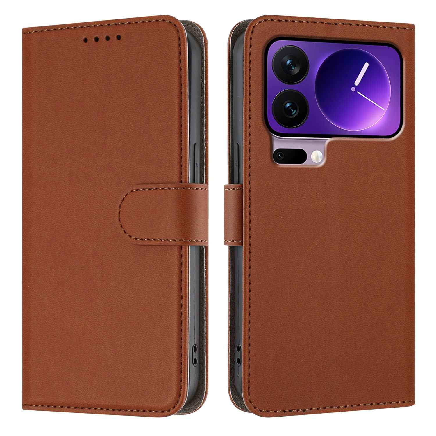 For Xiaomi 17 Pro Leather Case Solid Color Phone Cover with Wallet - Coffee
