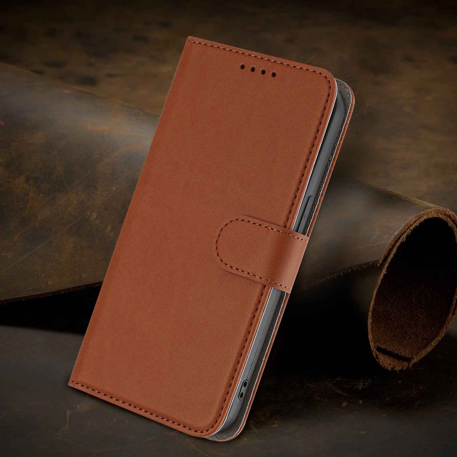 For Xiaomi 17 Pro Leather Case Solid Color Phone Cover with Wallet - Coffee