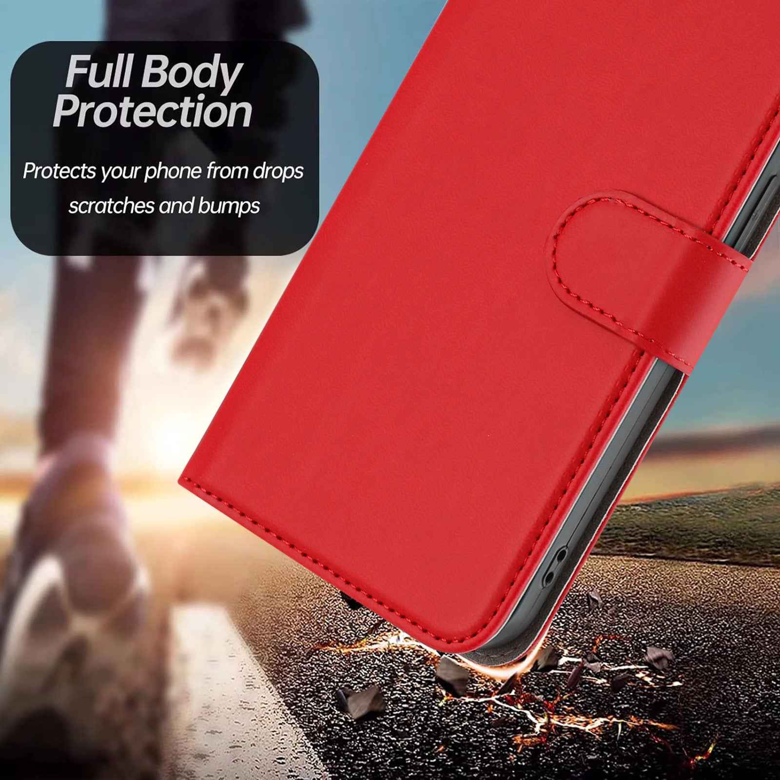For Xiaomi 17 Pro Leather Case Solid Color Phone Cover with Wallet - Red