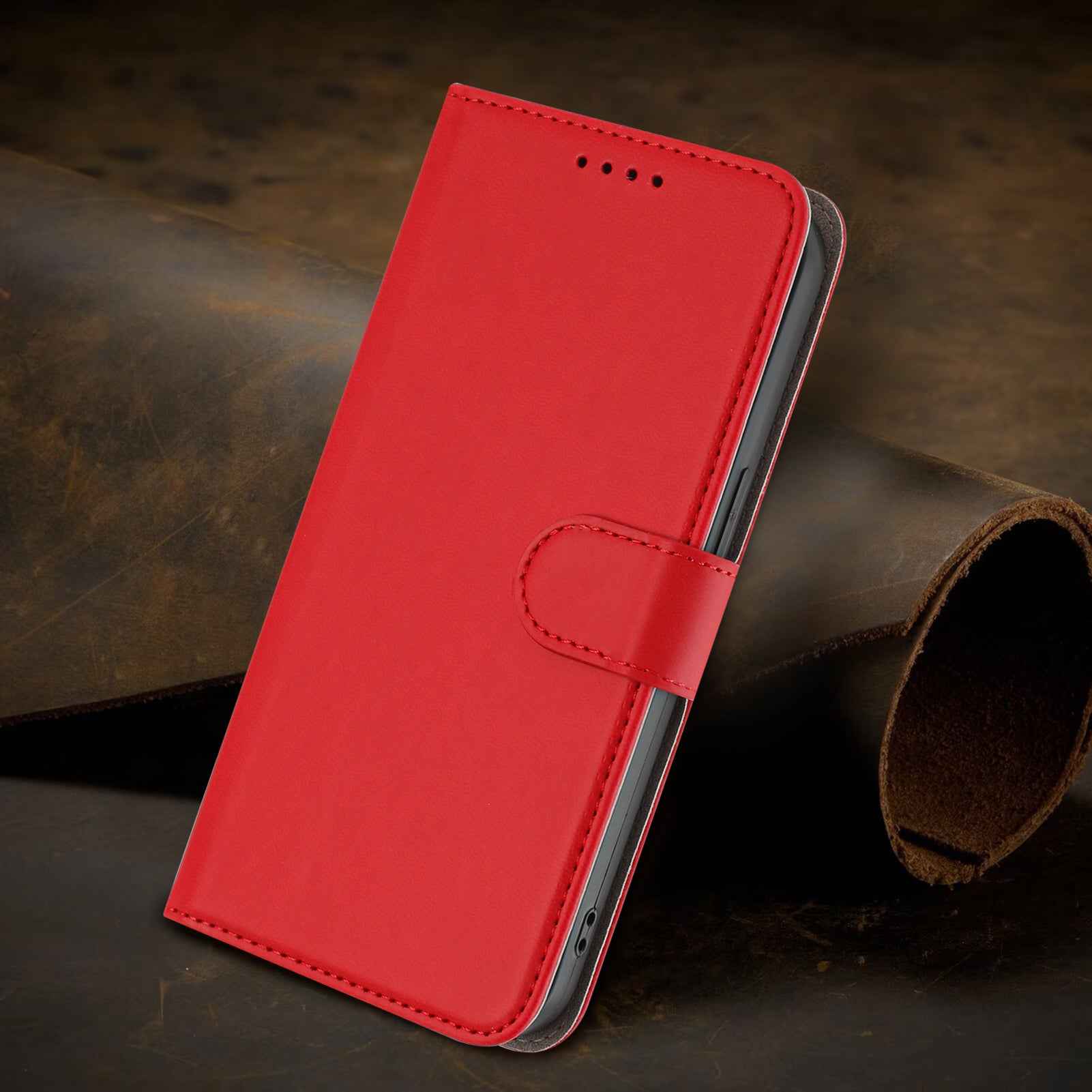 For Xiaomi 17 Pro Leather Case Solid Color Phone Cover with Wallet - Red