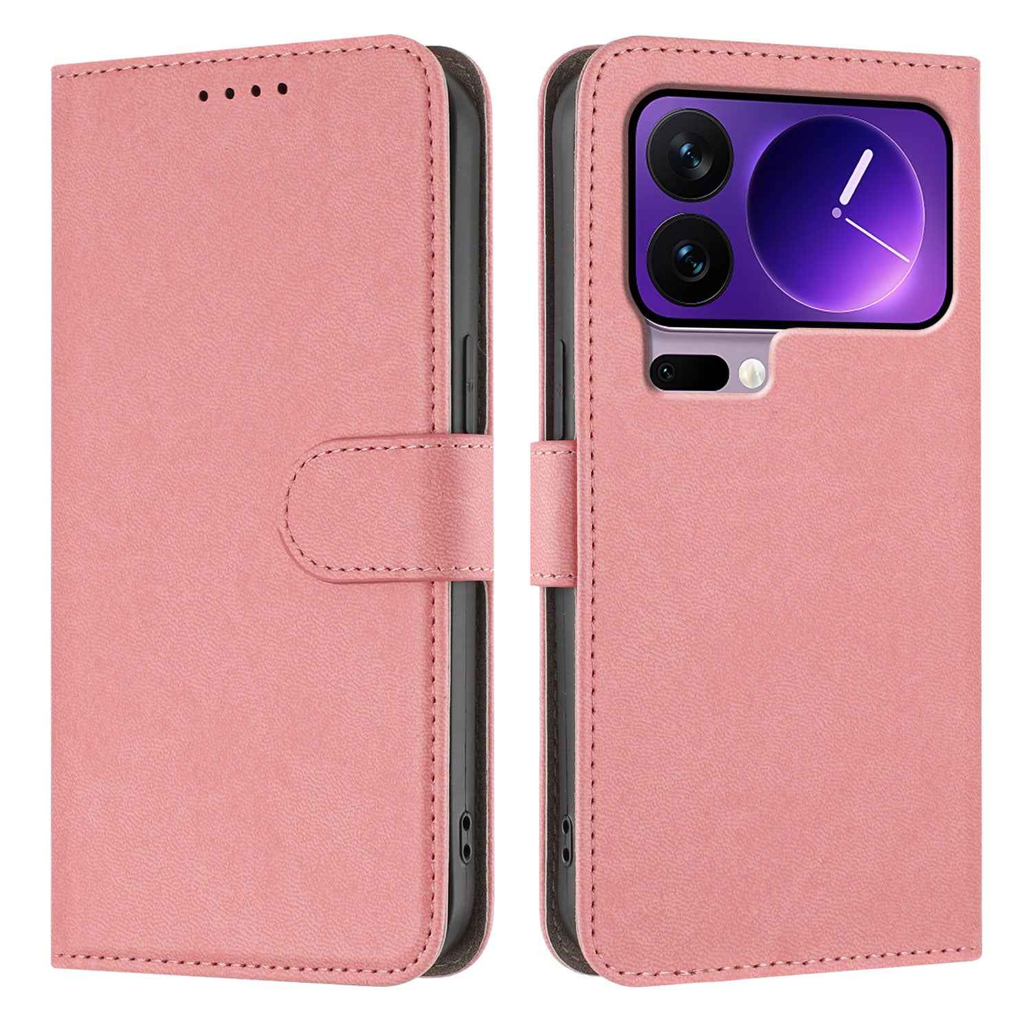 For Xiaomi 17 Pro Leather Case Solid Color Phone Cover with Wallet - Pink