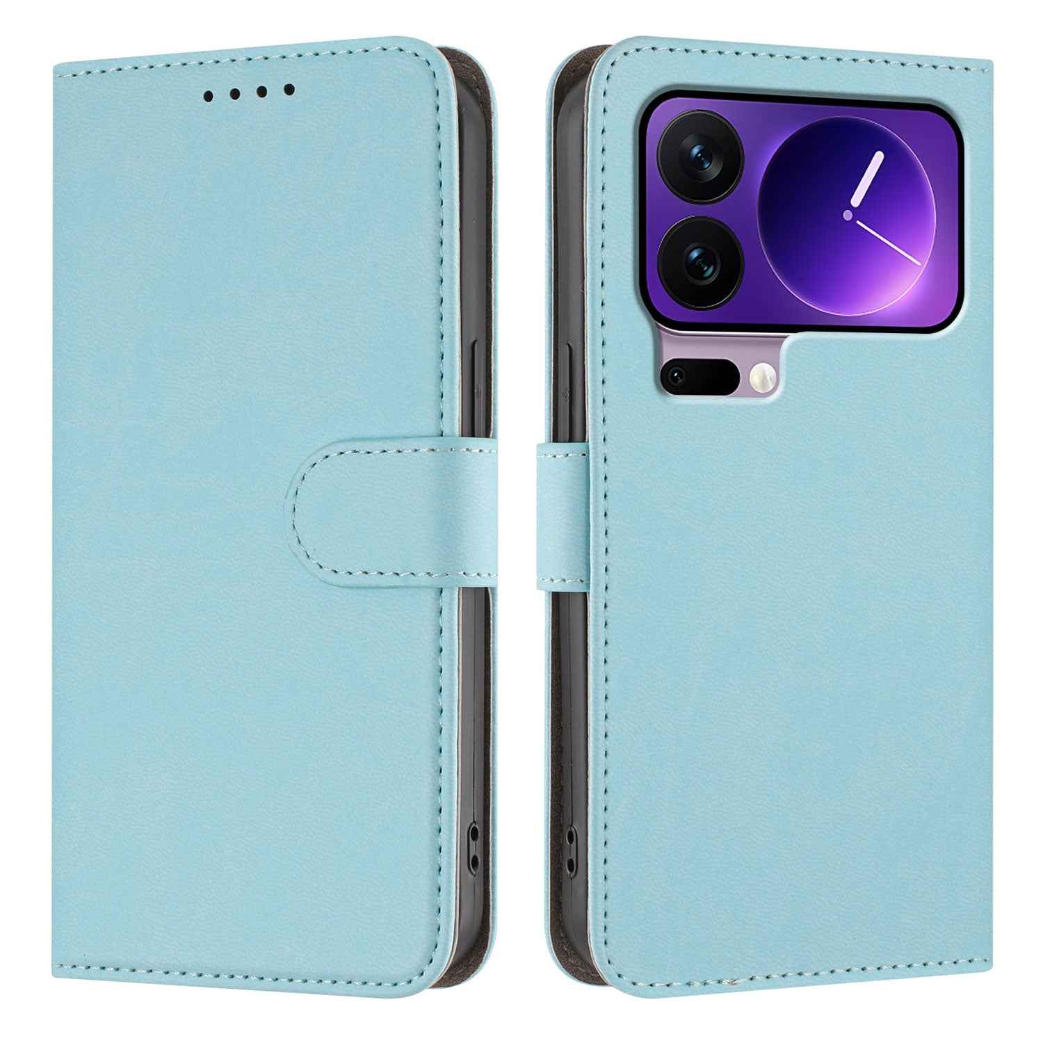 For Xiaomi 17 Pro Leather Case Solid Color Phone Cover with Wallet - Baby Blue