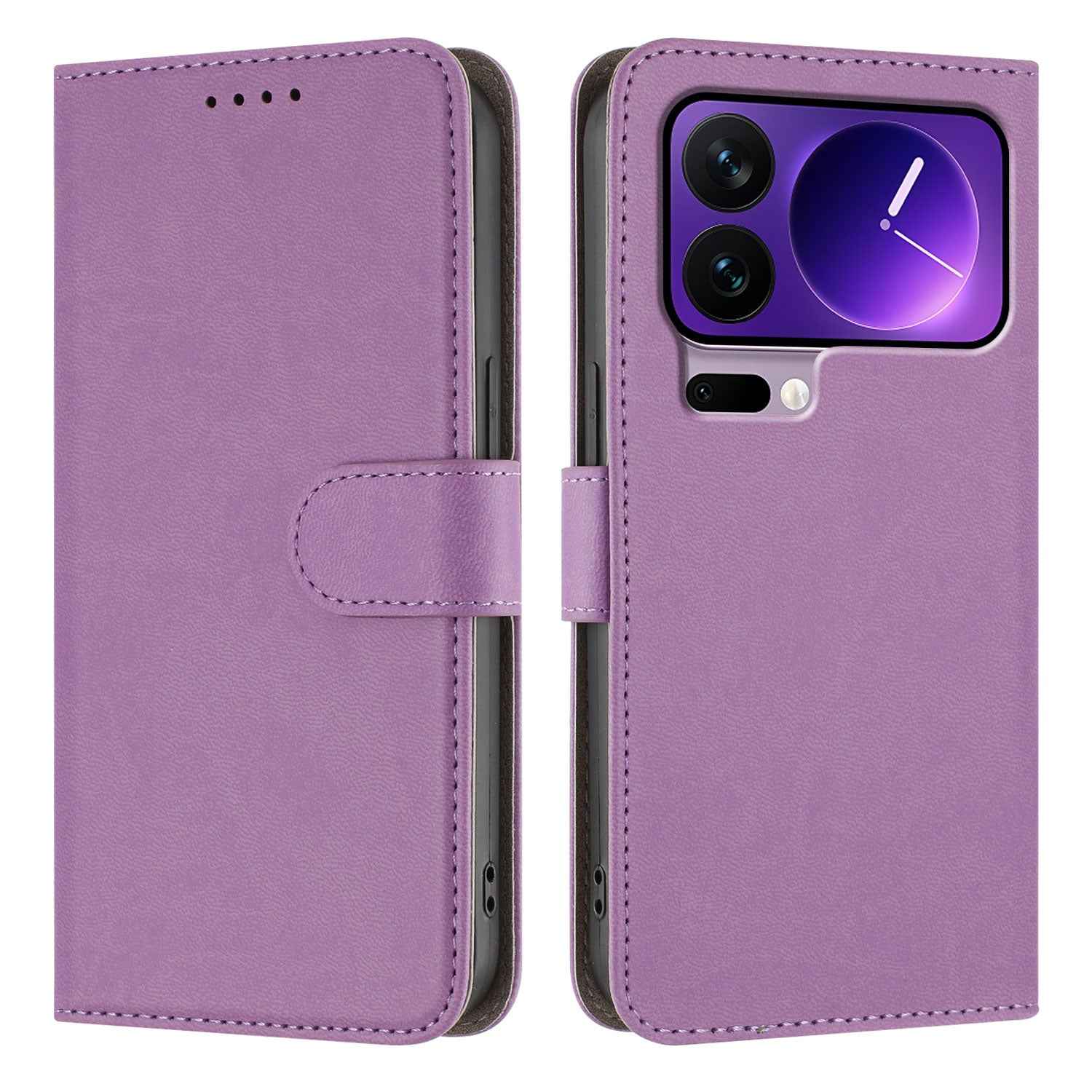 For Xiaomi 17 Pro Leather Case Solid Color Phone Cover with Wallet - Light Purple