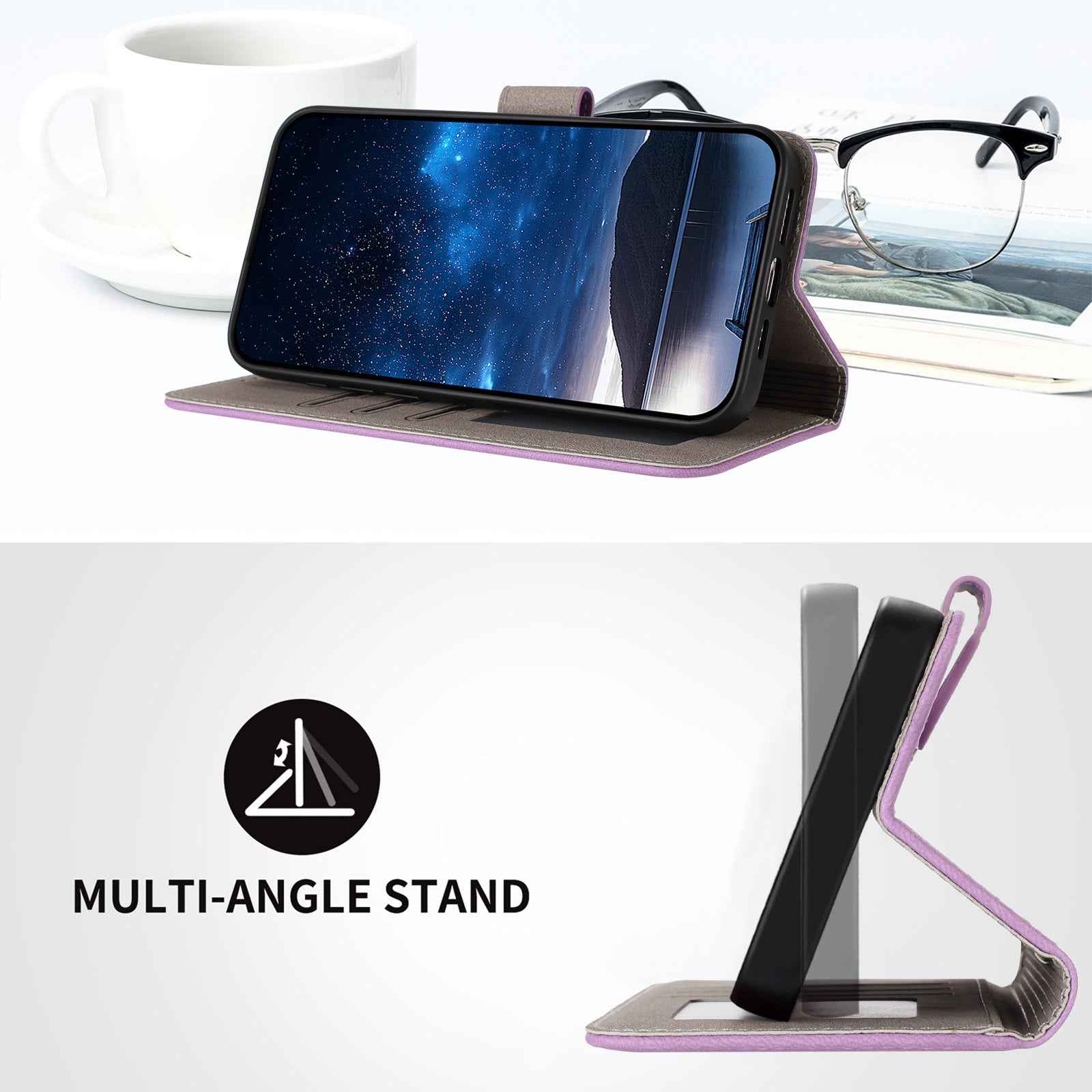 For Xiaomi 17 Pro Leather Case Solid Color Phone Cover with Wallet - Light Purple