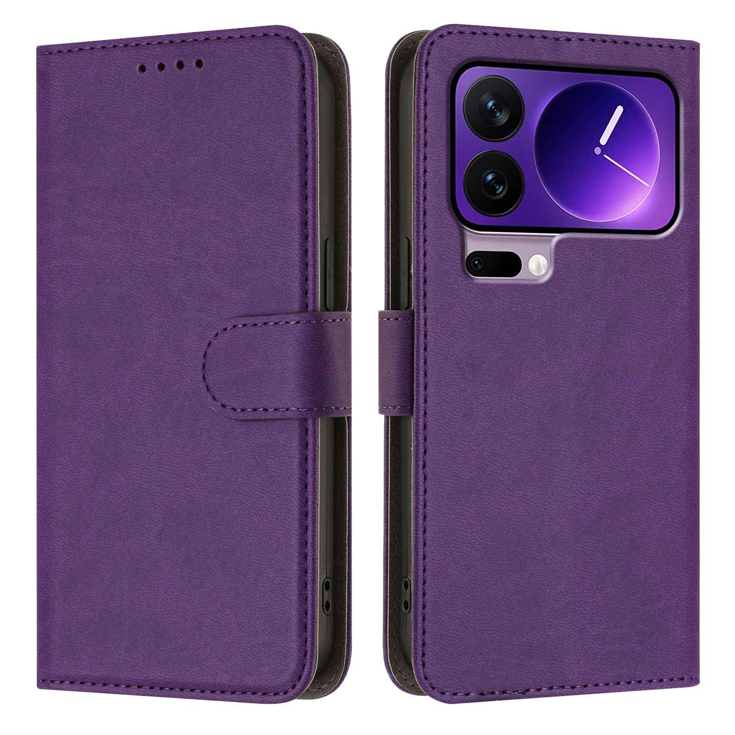 For Xiaomi 17 Pro Leather Case Solid Color Phone Cover with Wallet - Dark Purple