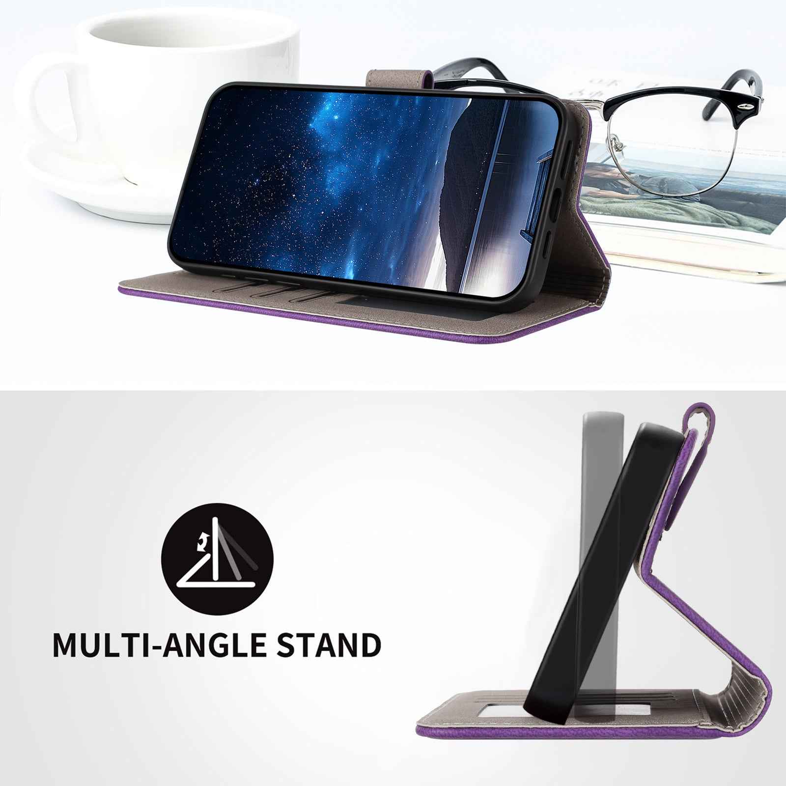 For Xiaomi 17 Pro Leather Case Solid Color Phone Cover with Wallet - Dark Purple