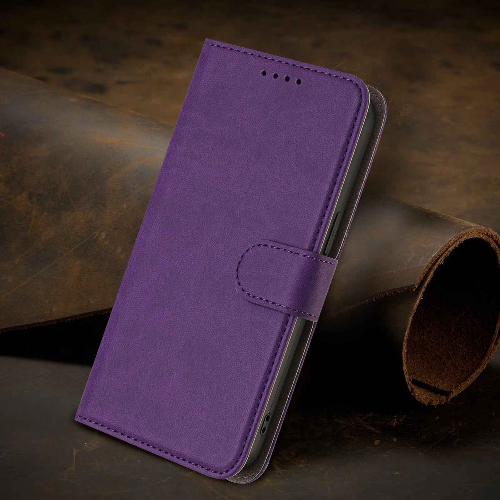 For Xiaomi 17 Pro Leather Case Solid Color Phone Cover with Wallet - Dark Purple