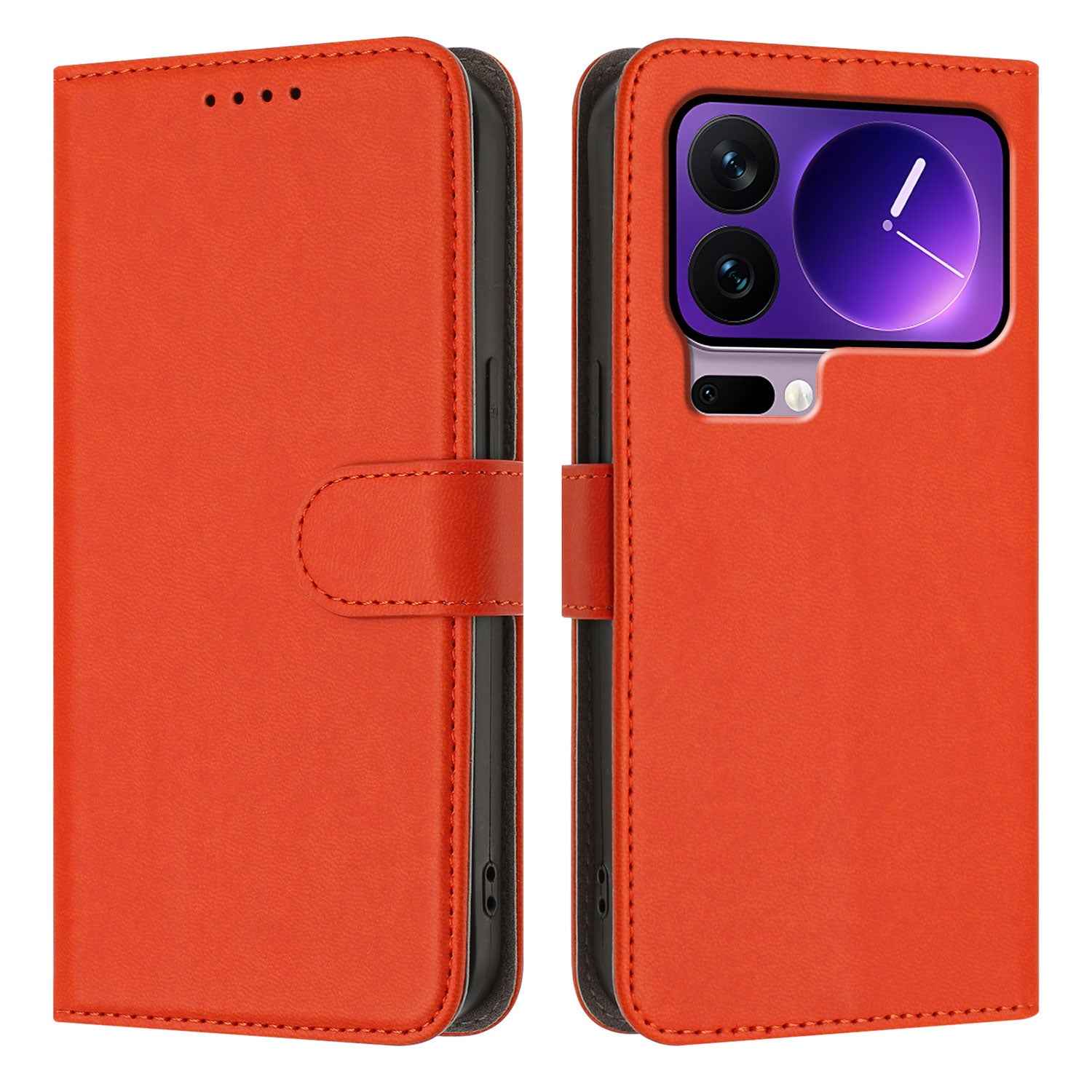 For Xiaomi 17 Pro Leather Case Solid Color Phone Cover with Wallet - Orange
