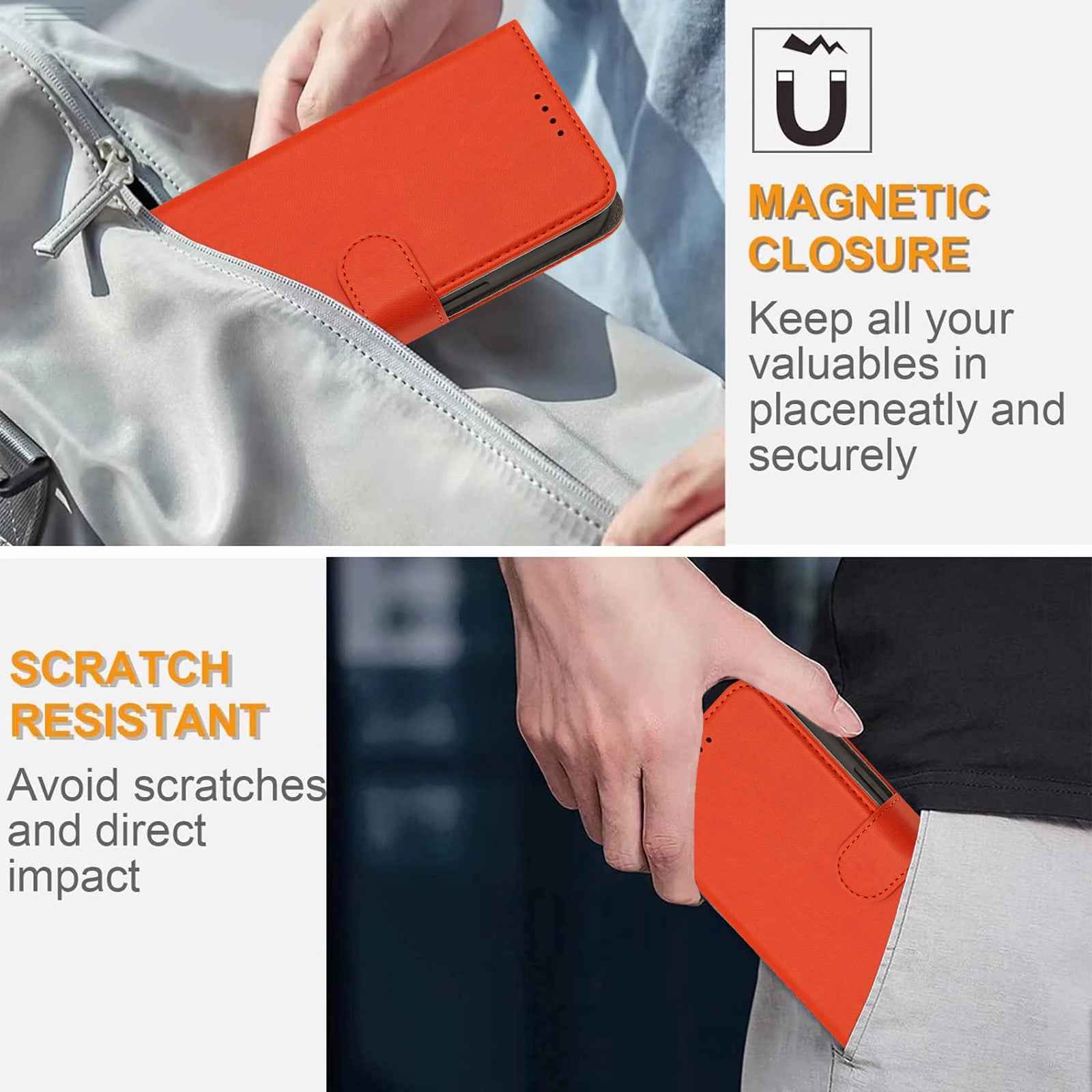 For Xiaomi 17 Pro Leather Case Solid Color Phone Cover with Wallet - Orange
