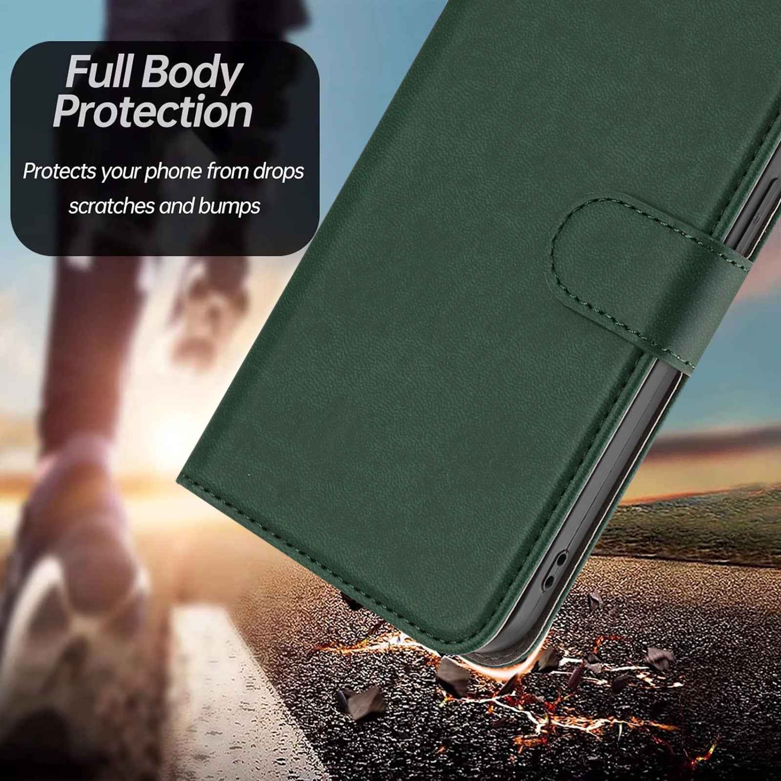 For Xiaomi 17 Pro Leather Case Solid Color Phone Cover with Wallet - Blackish Green
